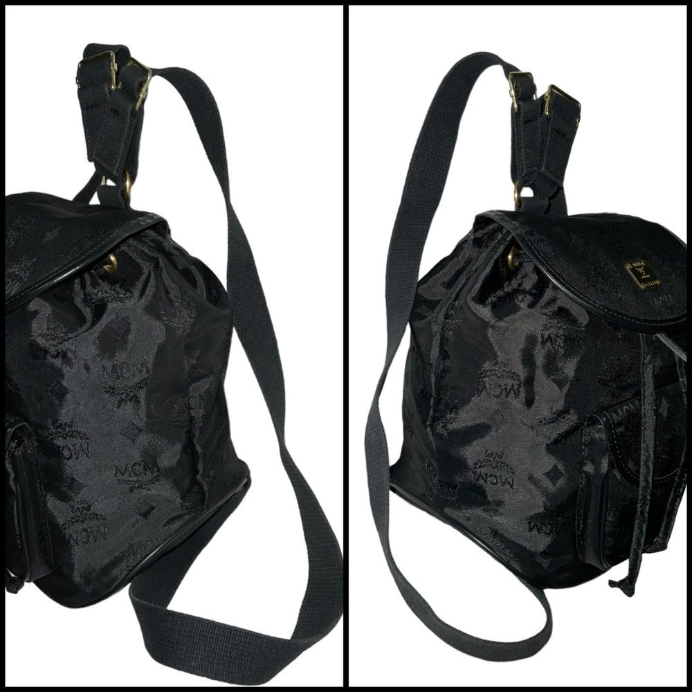 MCM Logo Nylon Small Black Backpack - Picture 9 of 15